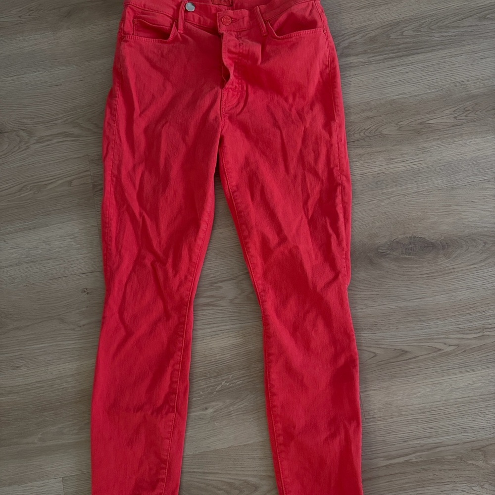MOTHER Women's Bright Red Skinny Jeans